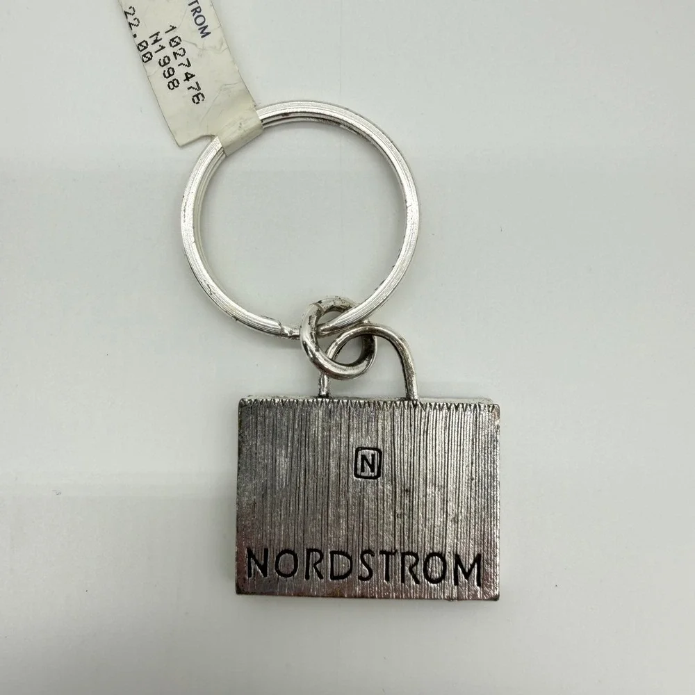 Nordstrom Silver Tone Shopping Bag Charm Keychain Logo N1998 New With Tag